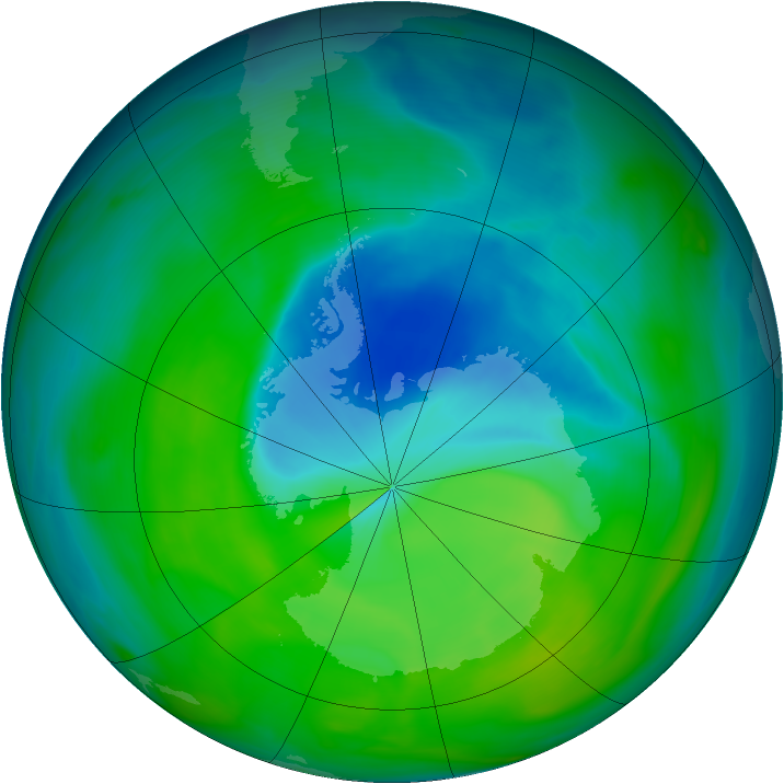 Antarctic ozone map for 04 December 2004